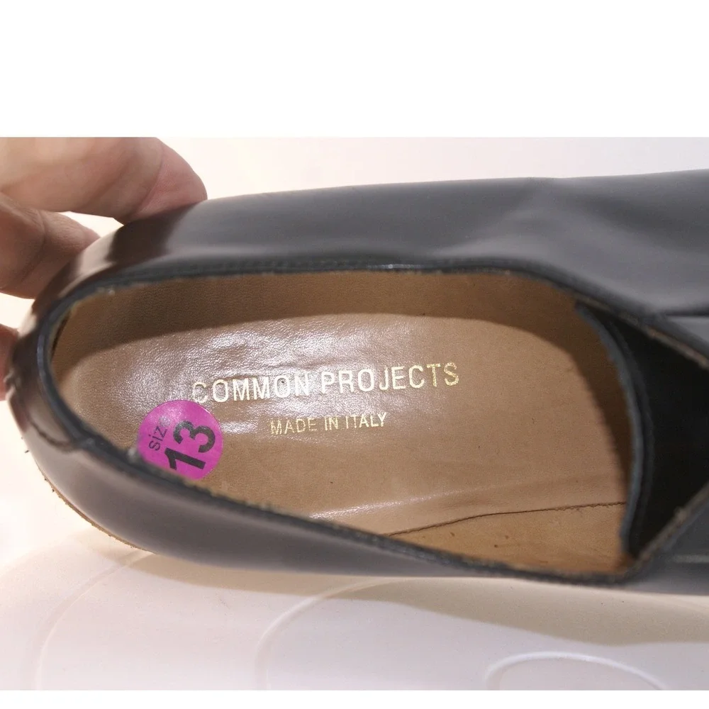 Common Projects Black Leather Derby Shoes EU46 US13 Made in Italy Crepe Sole